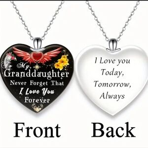 NEW! Sentimental Heart Shaped Granddaughter Pendant Necklace. NWOT